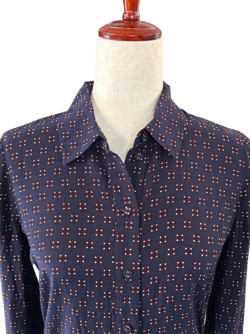 Madewell Ruched Midi Shirtdress~Size 0~Navy Foulard Easy Fit Print NWT L5 10 - Picture 6 of 9